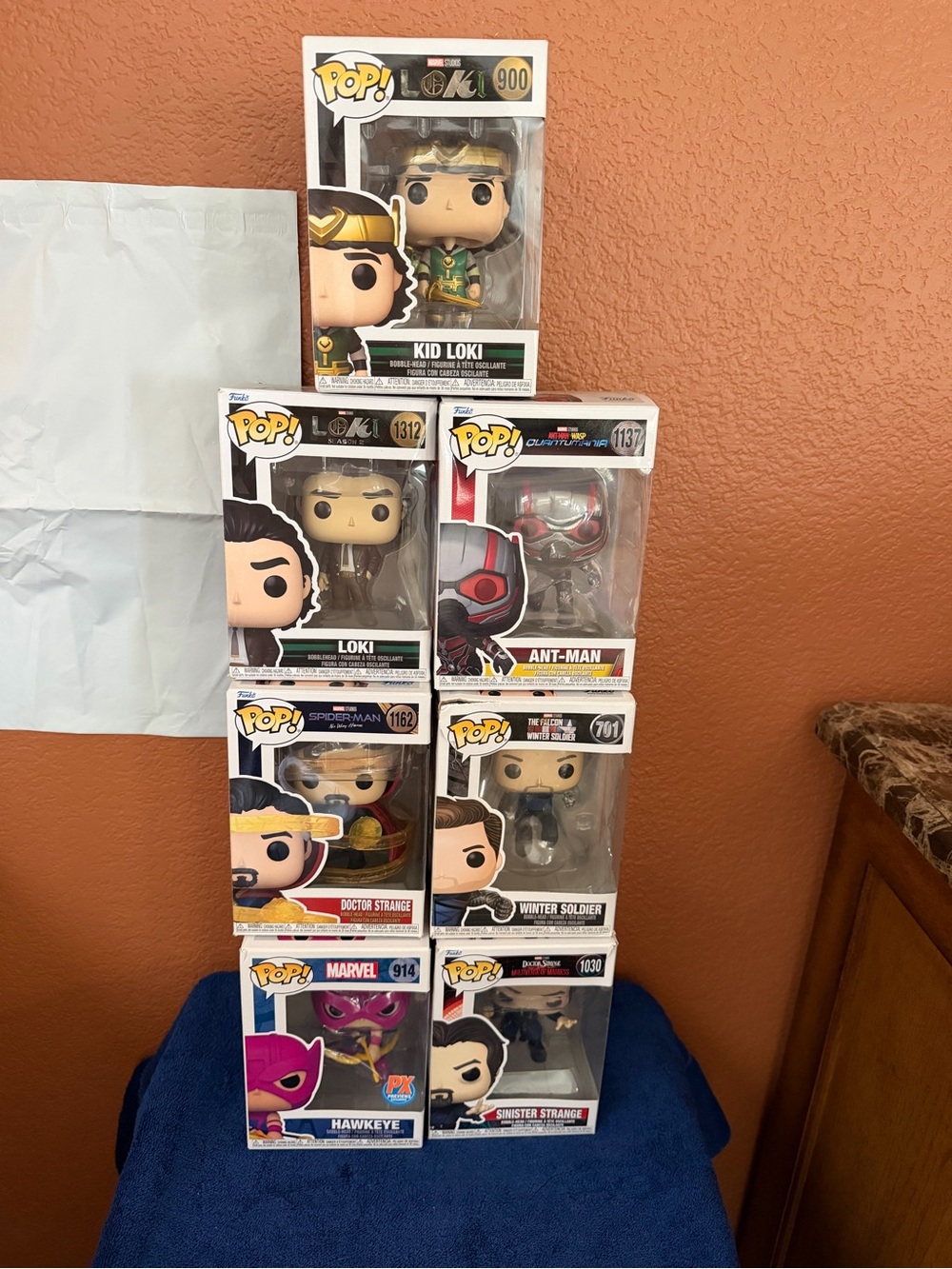 7 Funko Marvel Pop! Figures & 1 Venomized Loki Pin Sold as each.